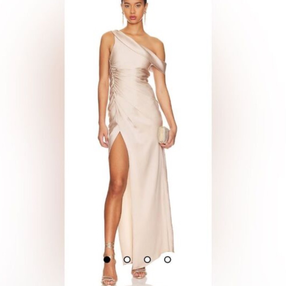 Jonathan Simkhai Sahar one-shoulder ruched satin-crepe gown